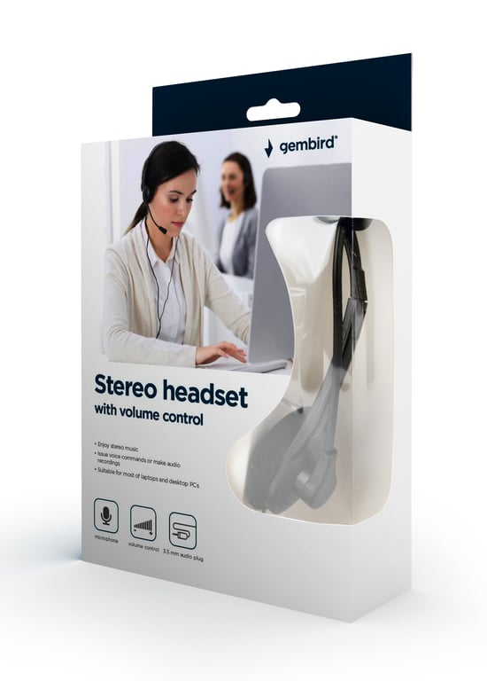 Casque Gembird MHS-123 – Stéréo, Micro Flexible, Réglage de Volume Intégré - vue 3
