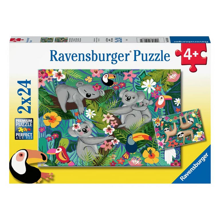 Puzzles 2 x 24 pièces : Koalas et paresseux Ravensburger France - vue 4