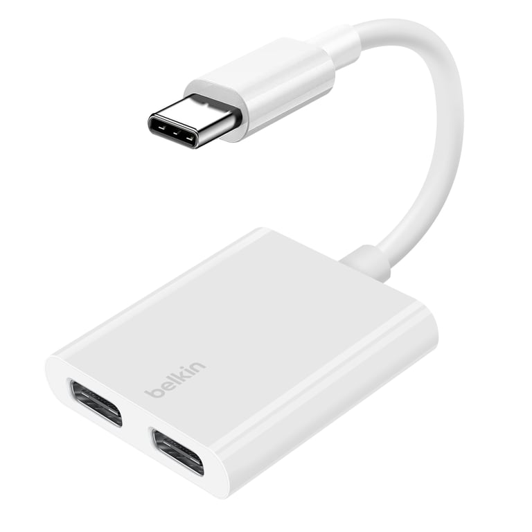 Adaptateur Audio et Charge USB-C vers USB-C 60W Blanc - Neuf