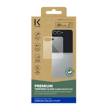 Protector de pantalla de vidrio templado de alta calidad (60?% de vidrio templado reciclado) para Samsung Galaxy Z Flip 7, transparente