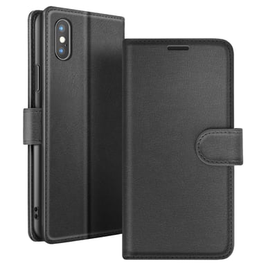 Zanaé Funda tipo cartera para iPhone XS Max con función de soporte y lengüeta magnética Negro