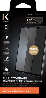 Protection d'écran en verre trempé (100% de surface couverte) pour Xiaomi Redmi Note 8, Noir