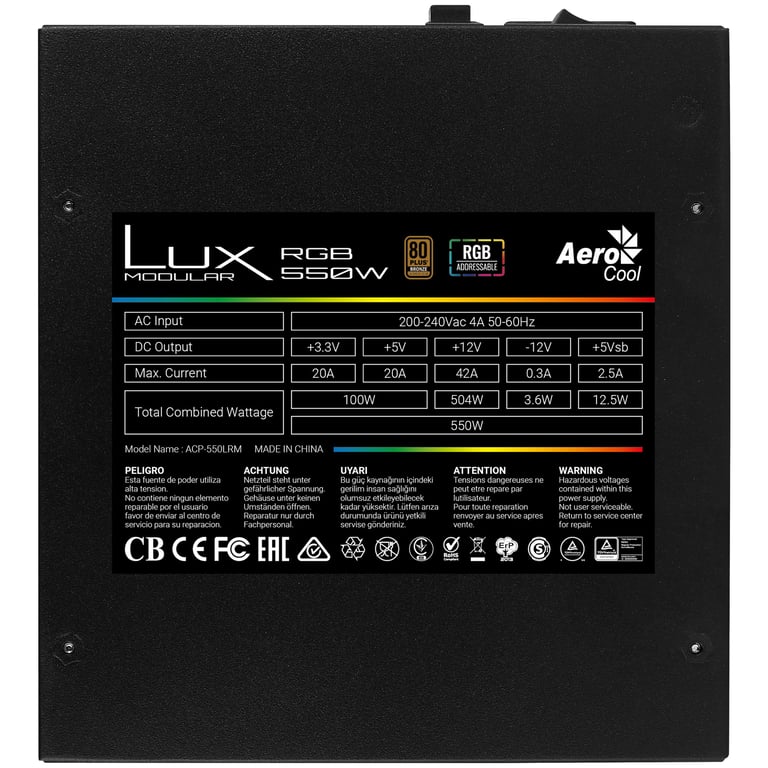 Alimentation ATX AeroCool Lux RGB - vue 4