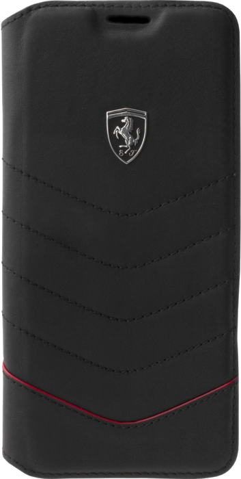 Ferrari Heritage Coque clapet en cuir véritable pour Samsung Galaxy S8+, Noir