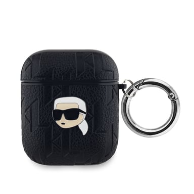 Custodia per AirPods 1 / 2 Monogram con design a rilievo della testa di Karl
