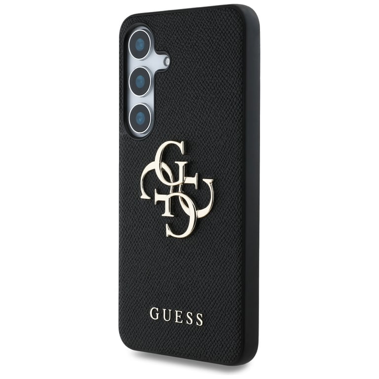 Guess GUHCS25SPGT4MBK Coque Grained Big 4G Logo Small Classic Logo pour Samsung Galaxy S25