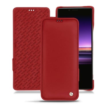 Housse cuir Sony Xperia 1 -  - Rouge - Cuir lisse