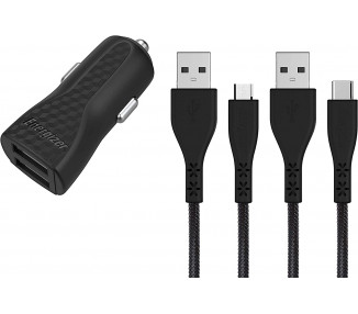 Caricabatterie da auto ENERGIZER LW 2,4A 2USB+USB-C2.0 +Micro cavo Bk