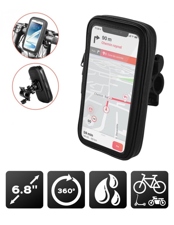 Altadif Altbikewaterpblk Support Mobile/Smartphone Noir