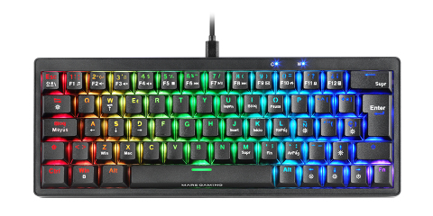 Mars Gaming MKMINIPRO, Teclado Mecánico Ultra-Compacto 60%, Switches Mecánicos Hot-Swappable, Iluminación RGB Chroma, Teclado Gaming Antighosting, Mul