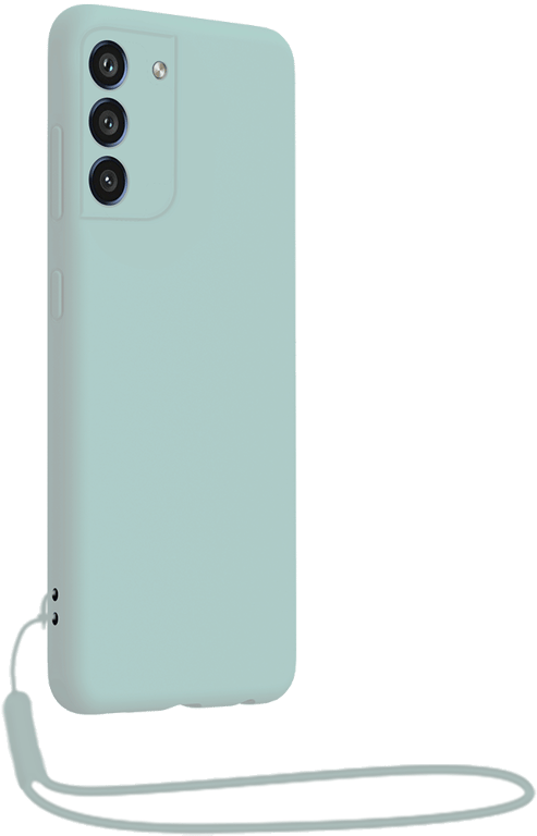 Coque Samsung G S21FE Silicone + dragonne assortie Bleu ciel Bigben