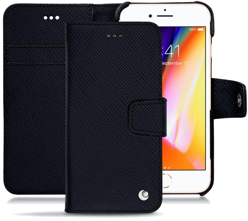 Housse cuir Apple iPhone 8 - Rabat horizontal portefeuilleNoir