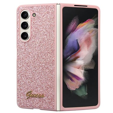 Étui Guess Glitter Script pour Samsung Galaxy Z Fold5, rose