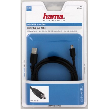 Hama USB 1.8m câble USB 1,8 m USB A Mini-USB B Noir