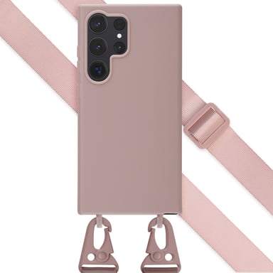Selencia Coque silicone avec cordon amovible pour Samsung Galaxy S24 Ultra - Sand Pink