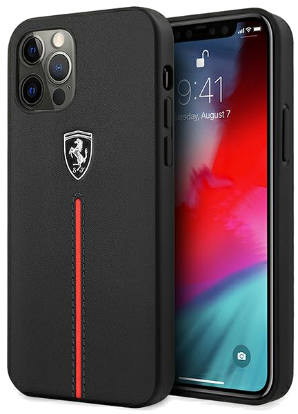 Étui Ferrari pour iPhone 12 Pro Max noir Off Track Cuir Nylon Stripe