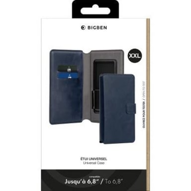 BigBen Connected Funda con cierre para Universel Smartphone 6.5'' / 6.8'' Cartera tipo folio con cierre de lengüeta Azul