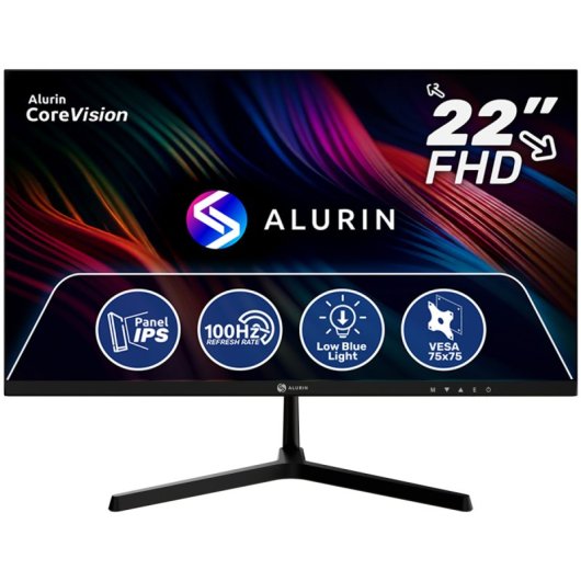 Moniteur Alurin CoreVision 22  IPS FHD 100Hz Mat Anti-reflets VESA 75x75 HDMI VGA - Neuf