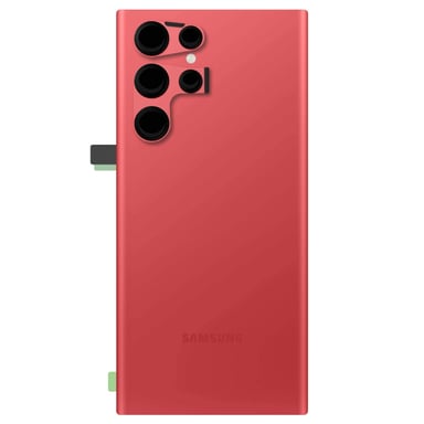 Cubierta de la batería original de Samsung S22 Ultra rojo con lente