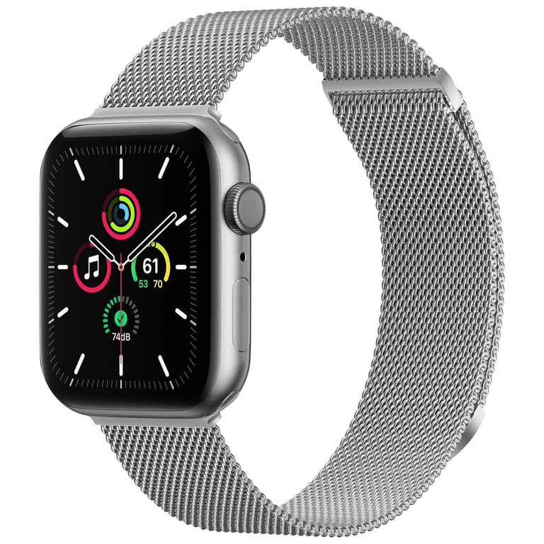 imoshion Bracelet magnétique milanais pour Apple Watch Series 1 - 9 / SE (38/40/41 mm) | Series 10 / 11 (42 mm) - Taille M - Argent - Neuf