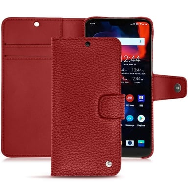 Housse cuir OnePlus 6 - Rabat portefeuille - Rouge - Cuir grainé