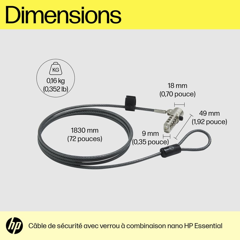 HP Verrou Nano Essential Combination - vue 3