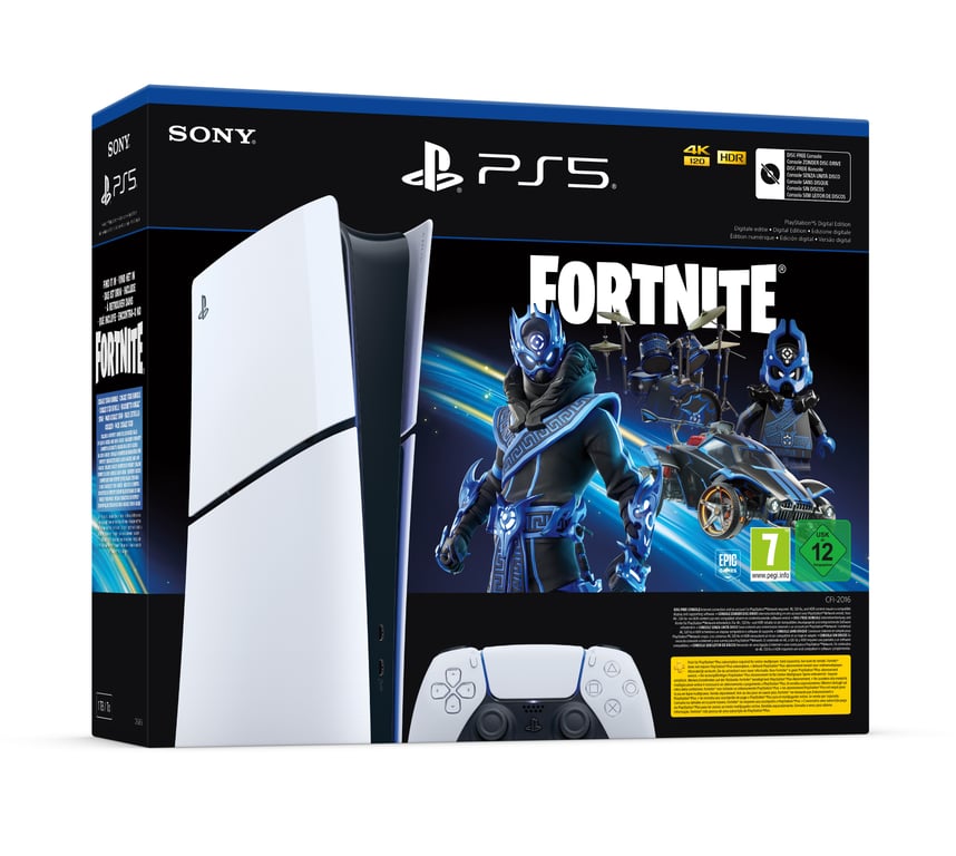 Pack PS5 Slim & Fortnite Cobalt Star - Console de Jeux Playstation 5 Slim (Digitale) 1 To, Blanc - Bon état