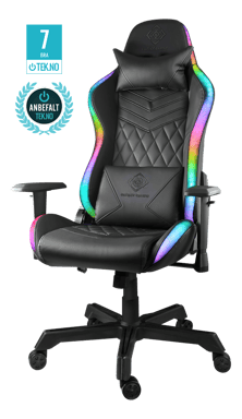 DELTACO GAMING - Fauteuil gaming RGB LED 332 modes, Cuir PU noir, max 120kg