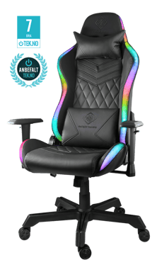 DELTACO GAMING - Sedia da gioco RGB LED 332 modalità, pelle nera PU, max 120kg