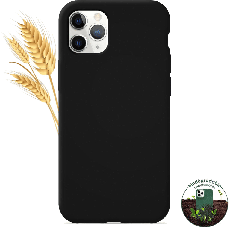 Coque silicone unie compatible Biodégradable Noir Apple iPhone 11 Pro Max