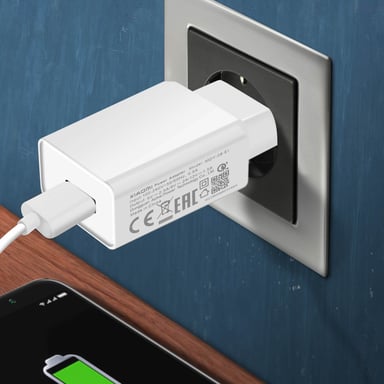 Xiaomi Cargador de pared cable USB tipo C original (18 W) Blanco