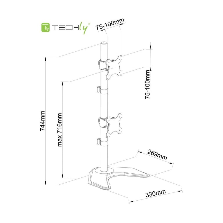 Techly ICA LCD support d'écran plat pour bureau 68 6 cm 27 Neuf - vue 2
