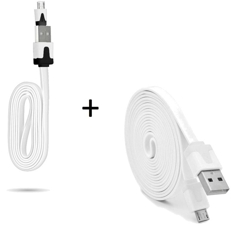 Pack Chargeur pour Manette Playstation 4 PS4 Smartphone Micro USB (Cable Noodle 3m + Cable Noodle 1m