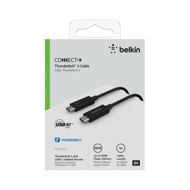 Belkin Cable de carga y transferencia USB-C a USB-C Thunderbolt 4 1m Negro