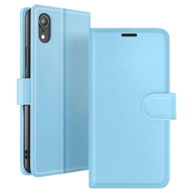 Zanaé Funda tipo cartera para iPhone XR con función de soporte y lengüeta magnética Azul Claro