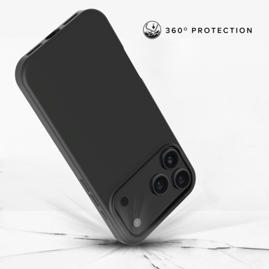 Carcasa antichoque de gel de silicona blanda con 55% de plástico reciclado para Apple iPhone 17 Pro Max, negro satinado