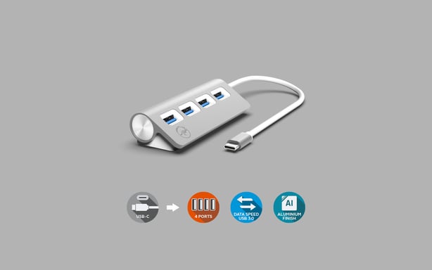MOBILITY LAB - Hub Cylindre USB-C - 4 Ports USB 3.0