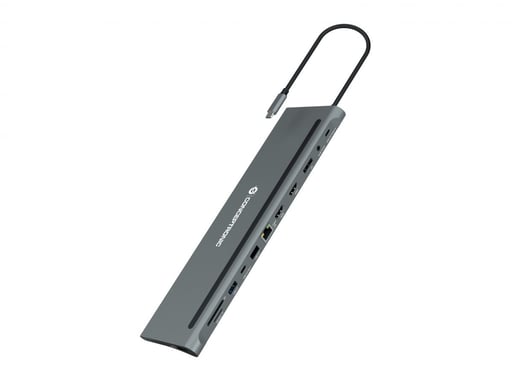 Conceptronic DONN17G base para portátil y replicador de puertos Alámbrico USB 3.2 Gen 1 (3.1 Gen 1) Type-C Gris