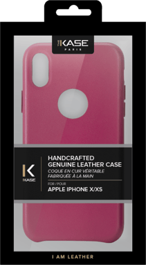 Coque en Cuir Véritable Fabriquée à  la Main pour Apple iPhone X, Rose Fuchsia