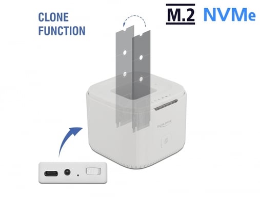 Docking station M.2 DeLOCK per 2 x M.2 NVMe PCIe SSD con funzione di clonazione