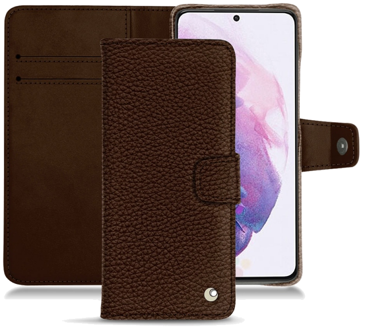 Housse cuir Samsung Galaxy S21 - Rabat horizontal portefeuilleMarron
