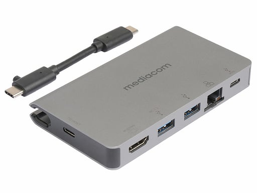 Mediacom MD-C315 base para portátil y replicador de puertos Alámbrico USB 3.2 Gen 1 (3.1 Gen 1) Type-C Aluminio