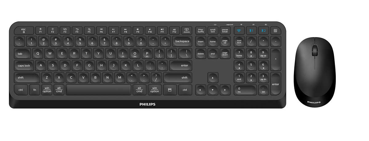 Philips 4000 series SPT6407B/31 clavier Souris incluse Universel RF sans fil + Bluetooth QWERTY Anglais Noir - Neuf