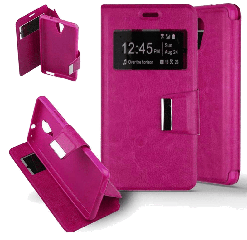 Etui Folio compatible Rose Fushia Alcatel One Touch Pixi 4 5.0