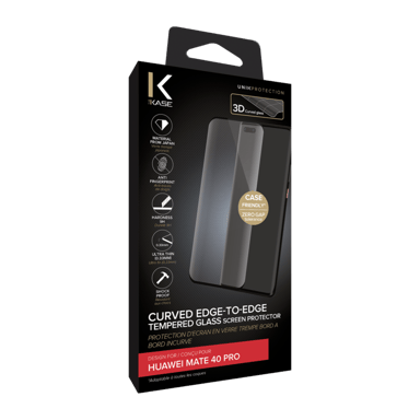 Protector de pantalla de cristal templado de borde a borde para Huawei Mate 40 Pro, Negro