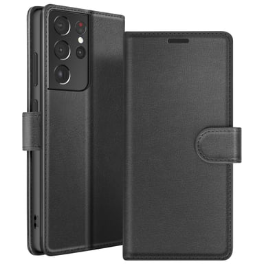Étui Portefeuille pour Galaxy S21 Ultra 5G avec Support et Languette Magnétique Noir