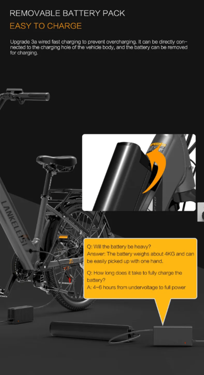 Vélo de trekking électrique Lankeleisi ES500 Pro 24 pouces 48 V 14 5 Ah Neuf - vue 2