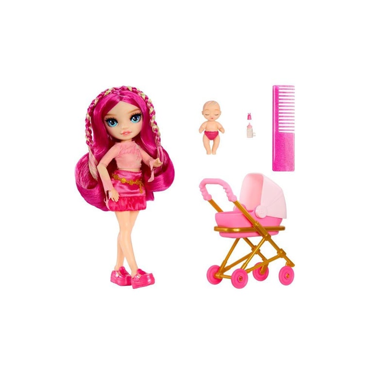 Poupée fashion Rainbow High Junior High Bestie Babysitters Stella Monroe Fuchsia 22–23 cm avec accessoires garderie - Neuf