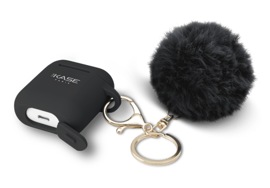 Fashionista Pompon & Shell per Apple AirPods con cinturino magnetico automatico, nero notte
