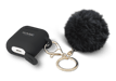 Pompon fashionista & Coque pour Apple AirPods avec Sangle à clips automatiques aimantés, Minuit noir